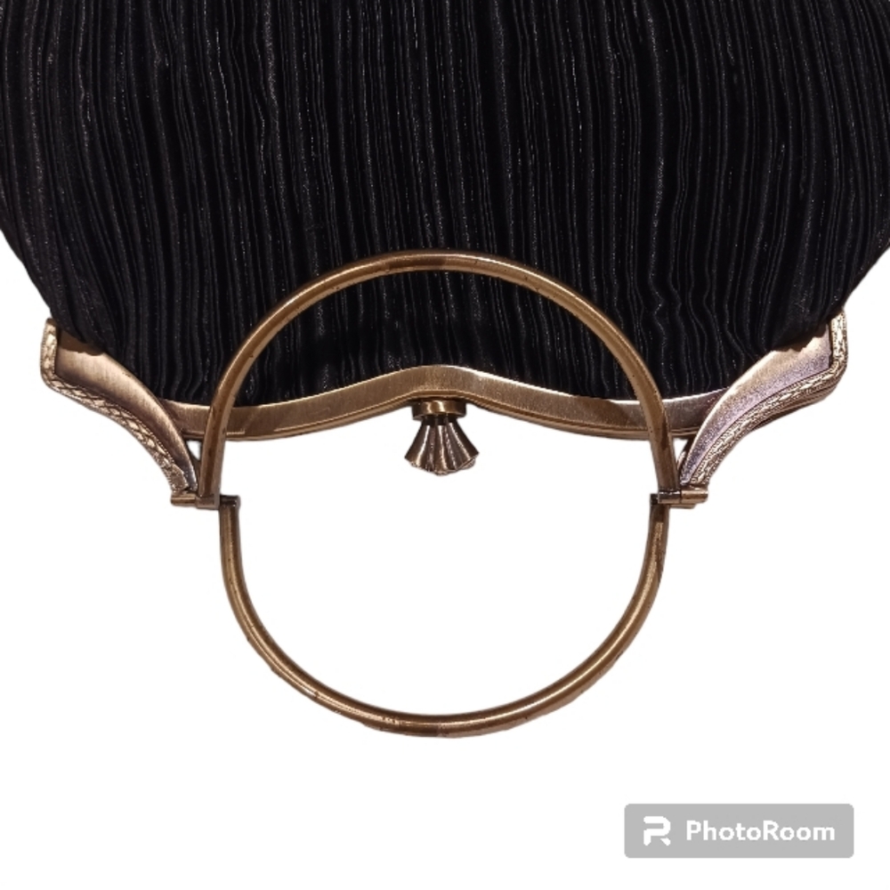 La Regale Satin Metal Handle Evening Clutch Bag Old Money - Picture 5 of 12